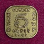 Ceylon 5 Cents – George VI 1945 Coin