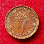 Ceylon (Sri Lanka) 50 Cents - George VI 1943 Coin