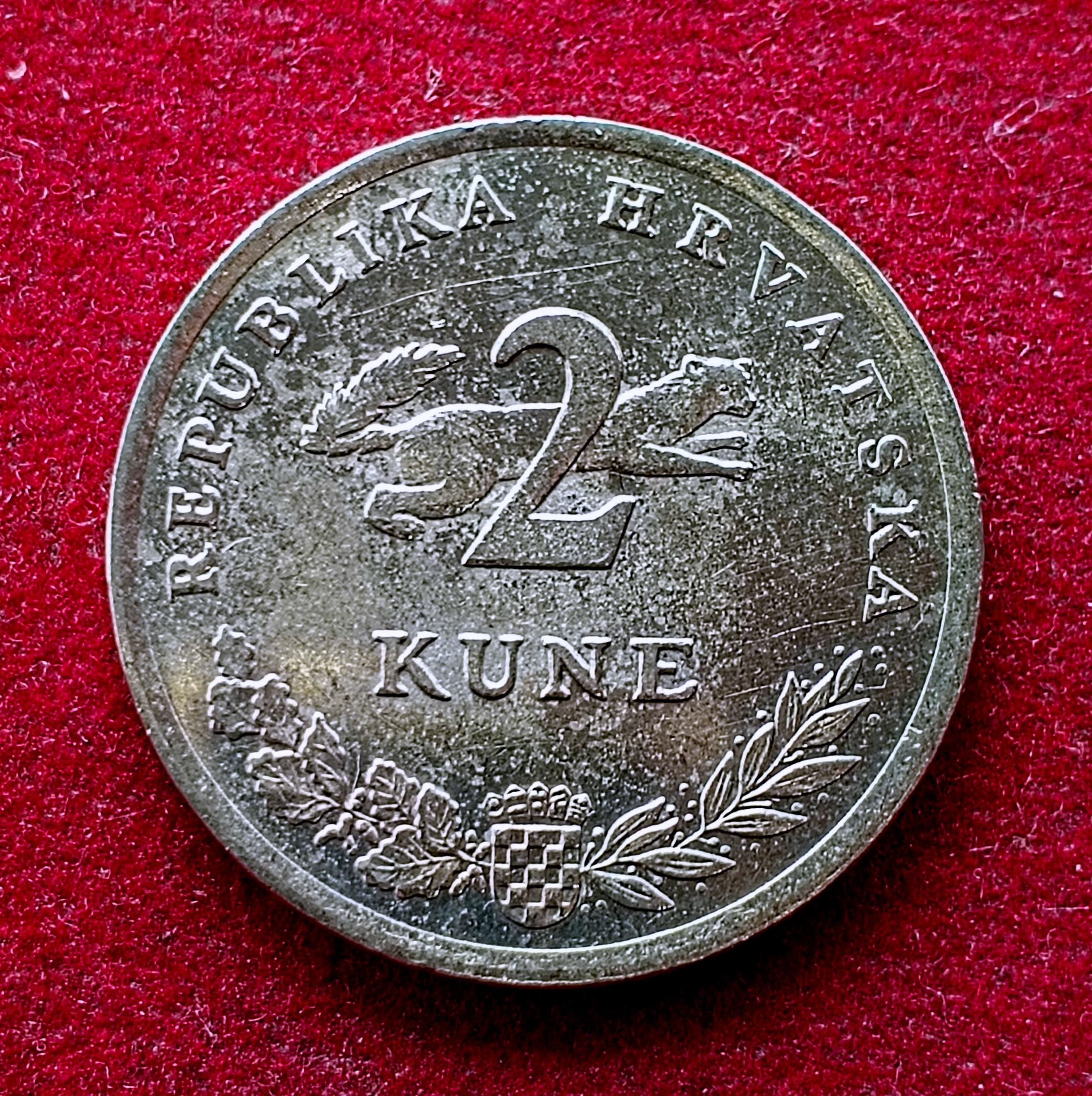 Croatia 2 Kune Croatian text 1993 Coin