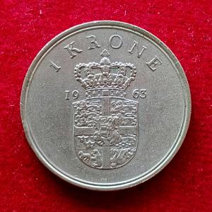 Denmark 1 Krone - Frederik IX 1963 Coin