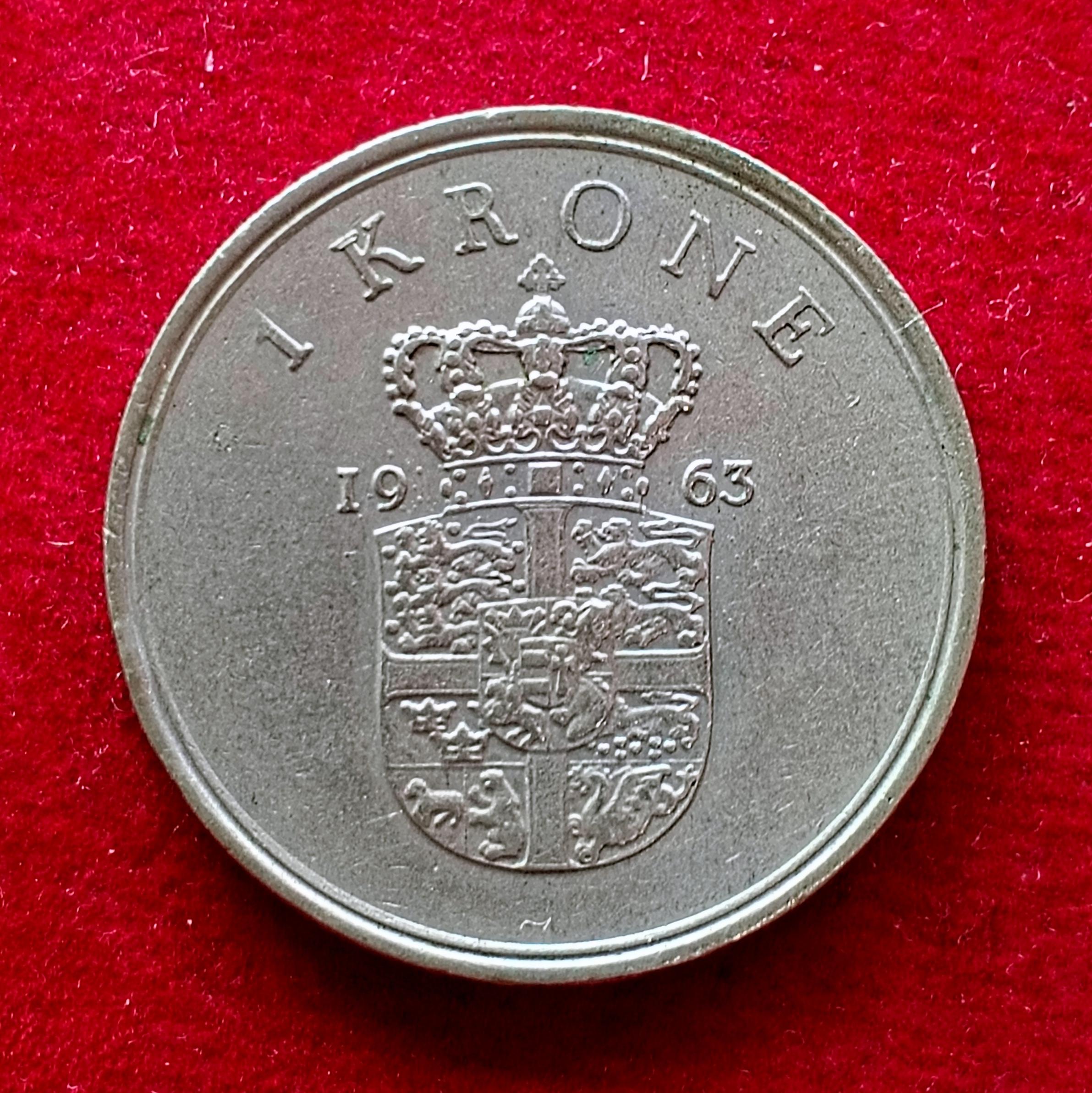 Denmark 1 Krone - Frederik IX 1963 Coin