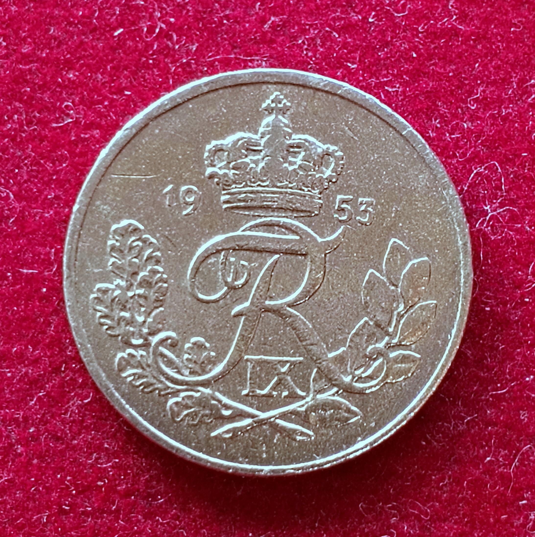 Denmark 10 Ore Frederik IX 1953 Coin