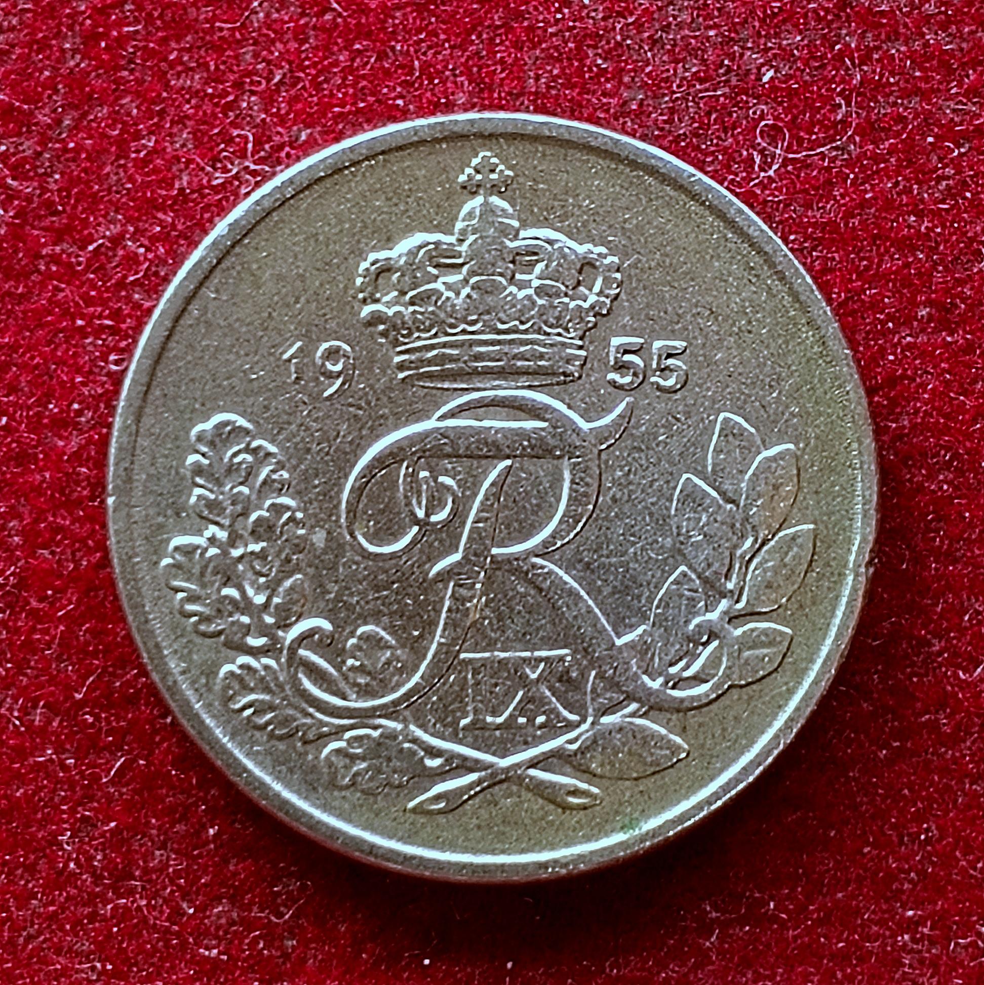Denmark 10 Ore Frederik IX 1955 Coin