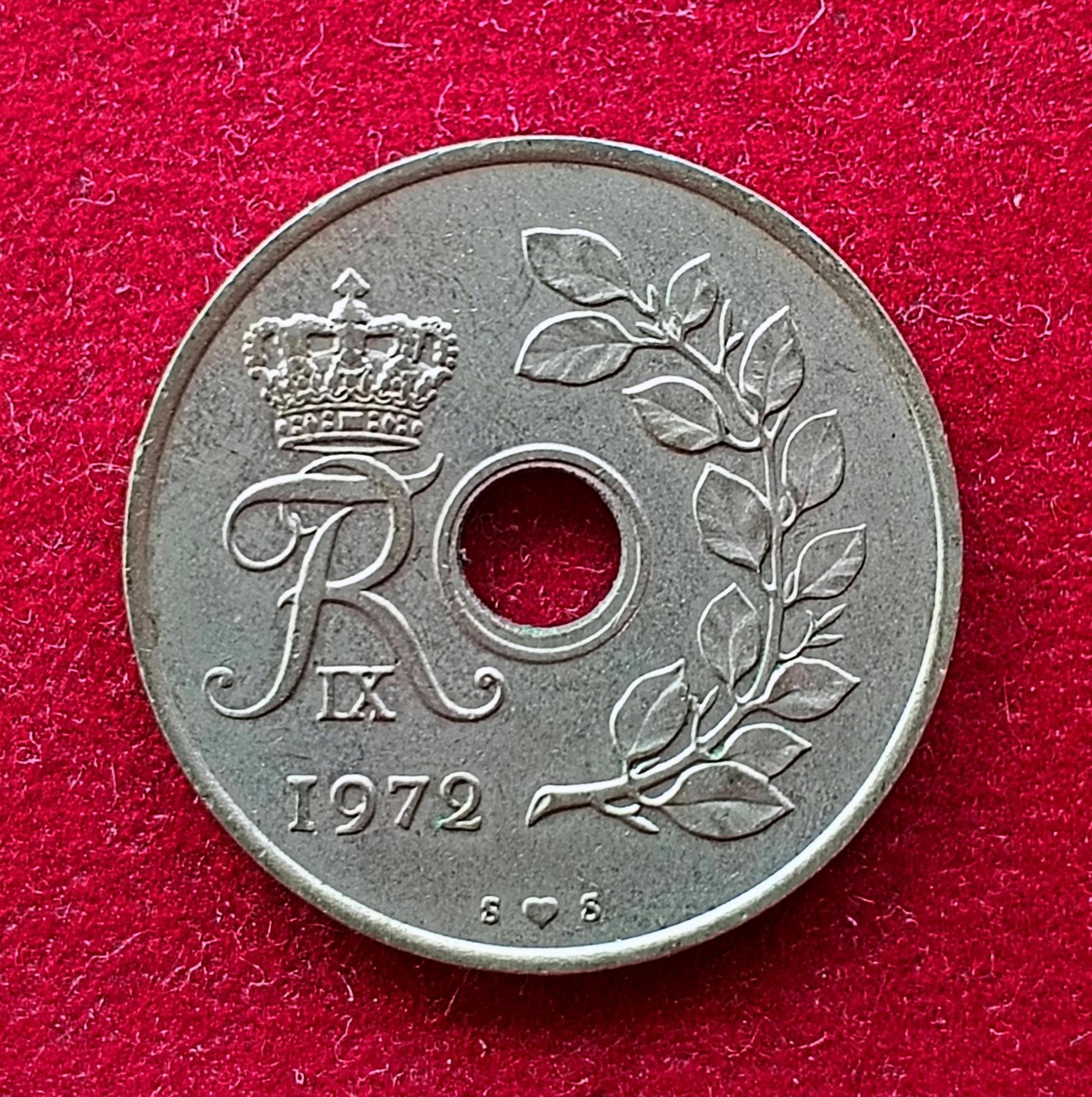 Denmark 25 Ore 1972 Coin