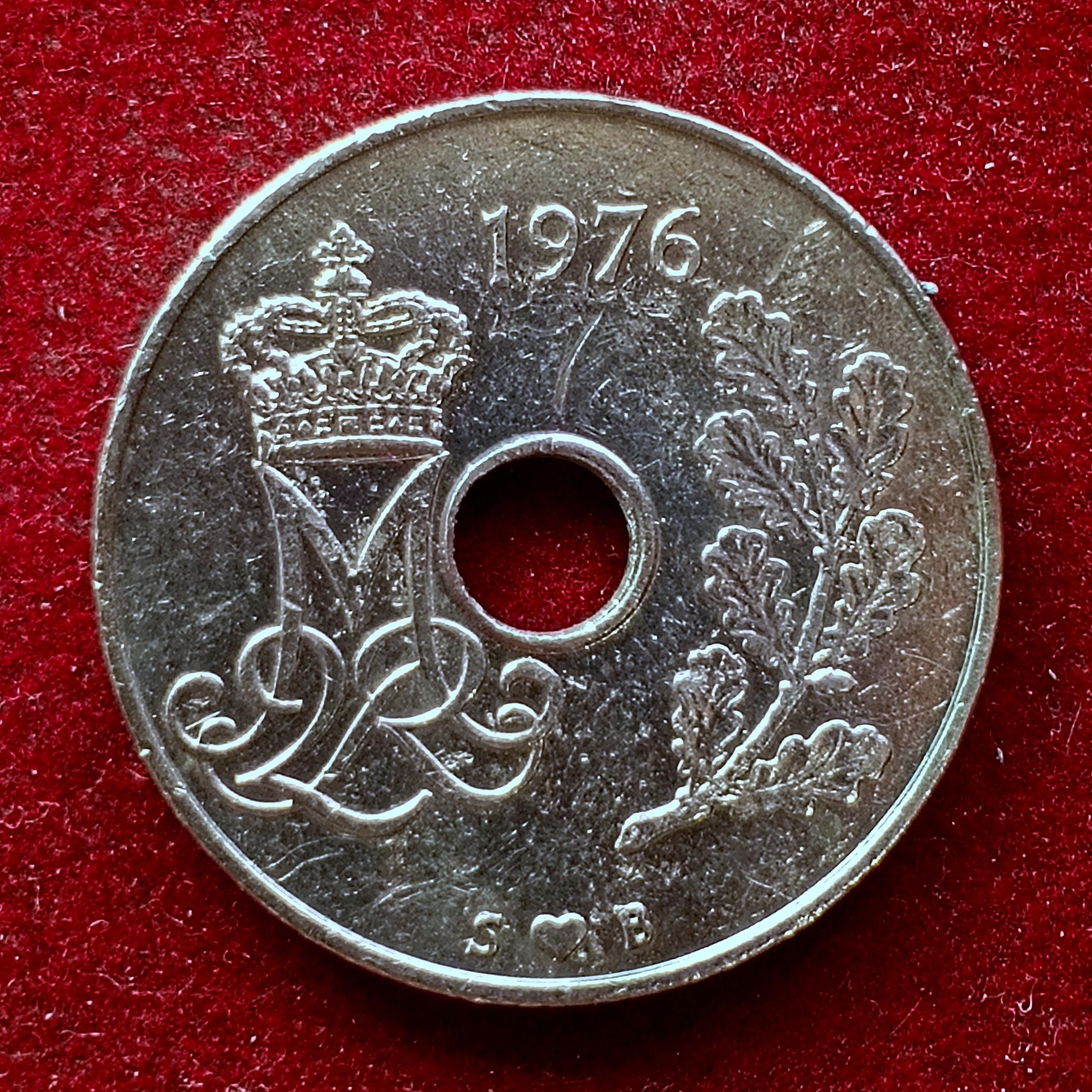 Denmark 25 Ore Margrethe II 1976 Coin