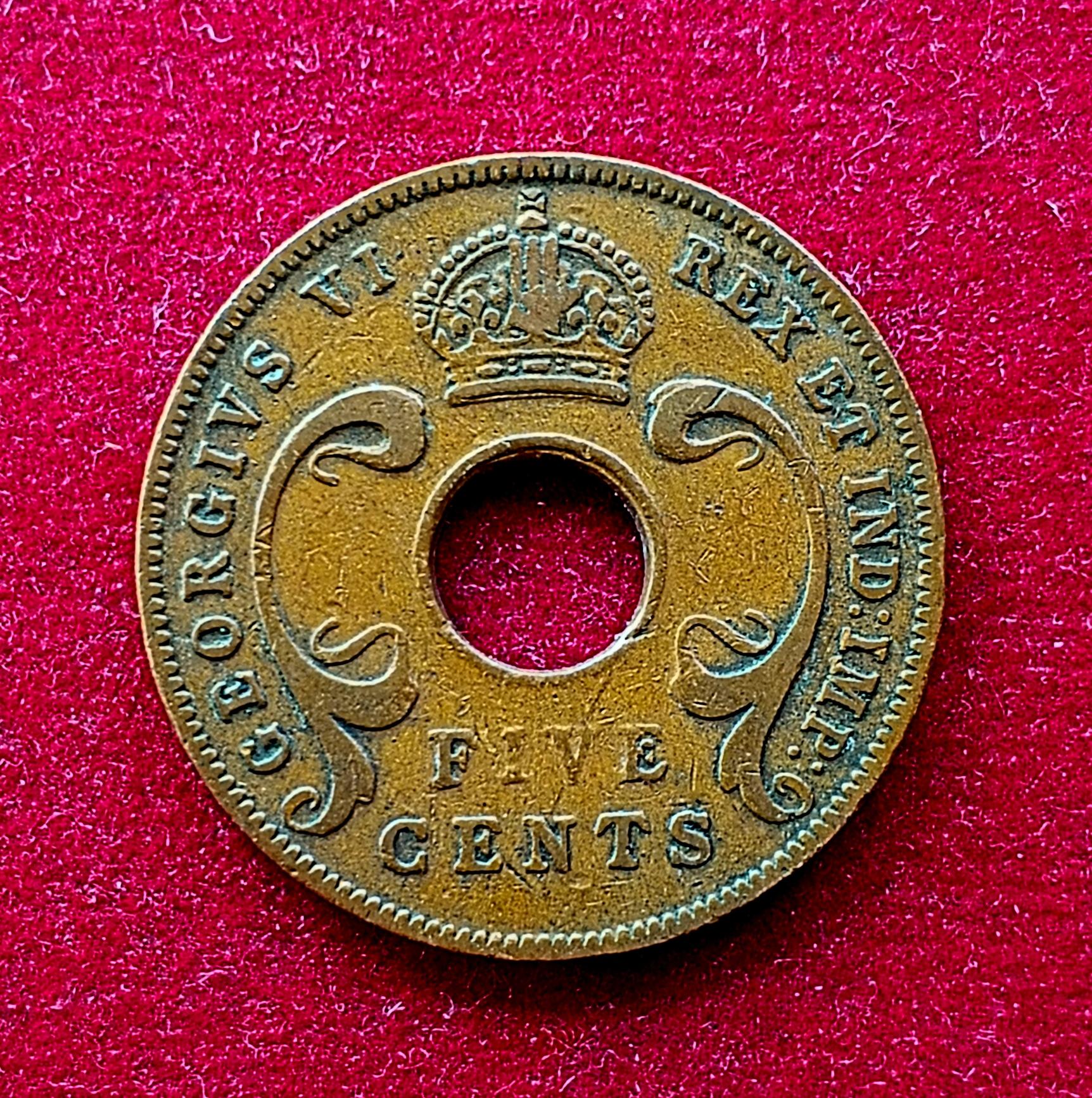 East Africa 5 Cents George VI 1942 Coin