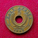 East Africa 5 Cents George VI 1942 Coin