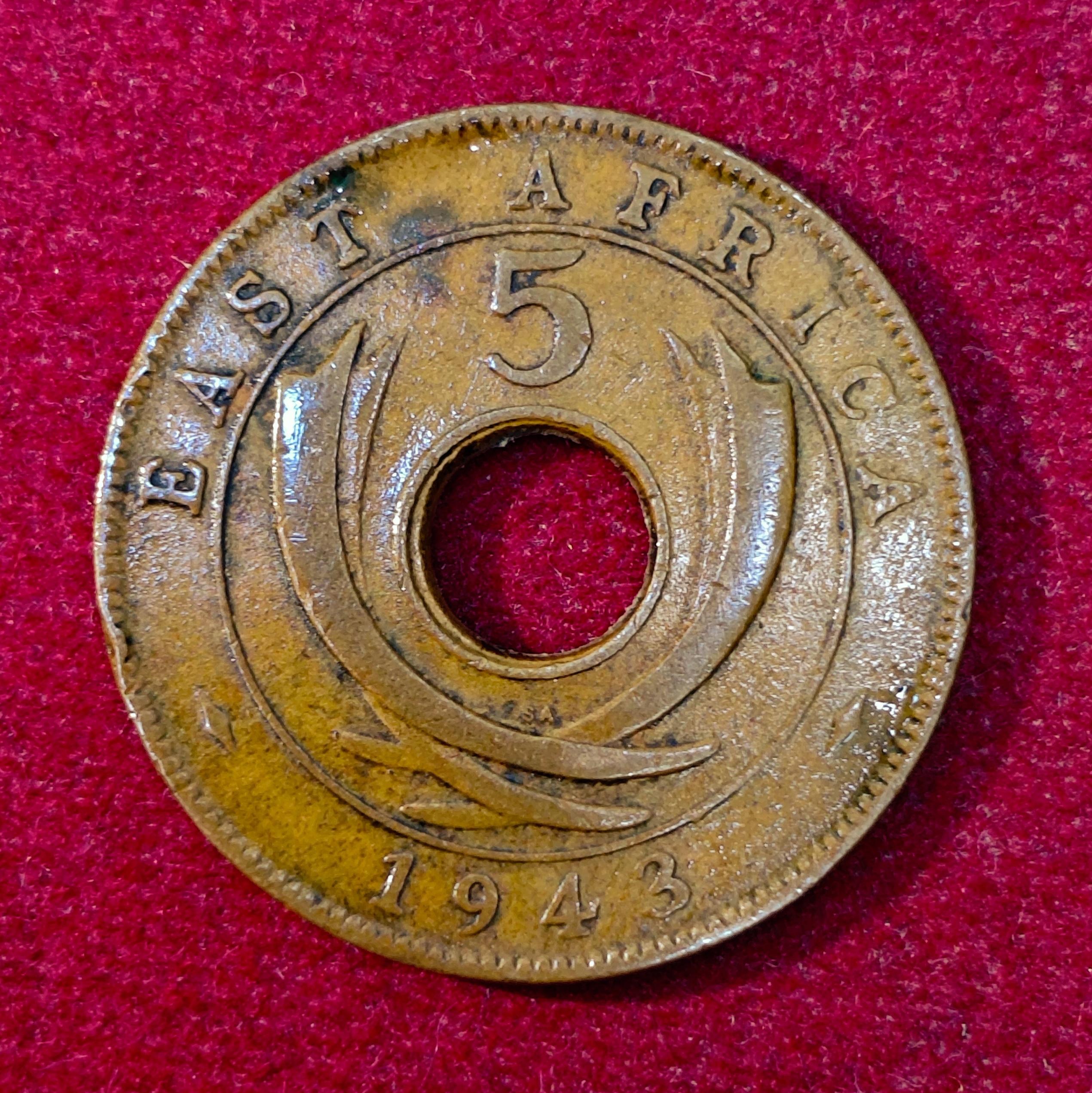 East Africa 5 Cents George VI 1943 Coin