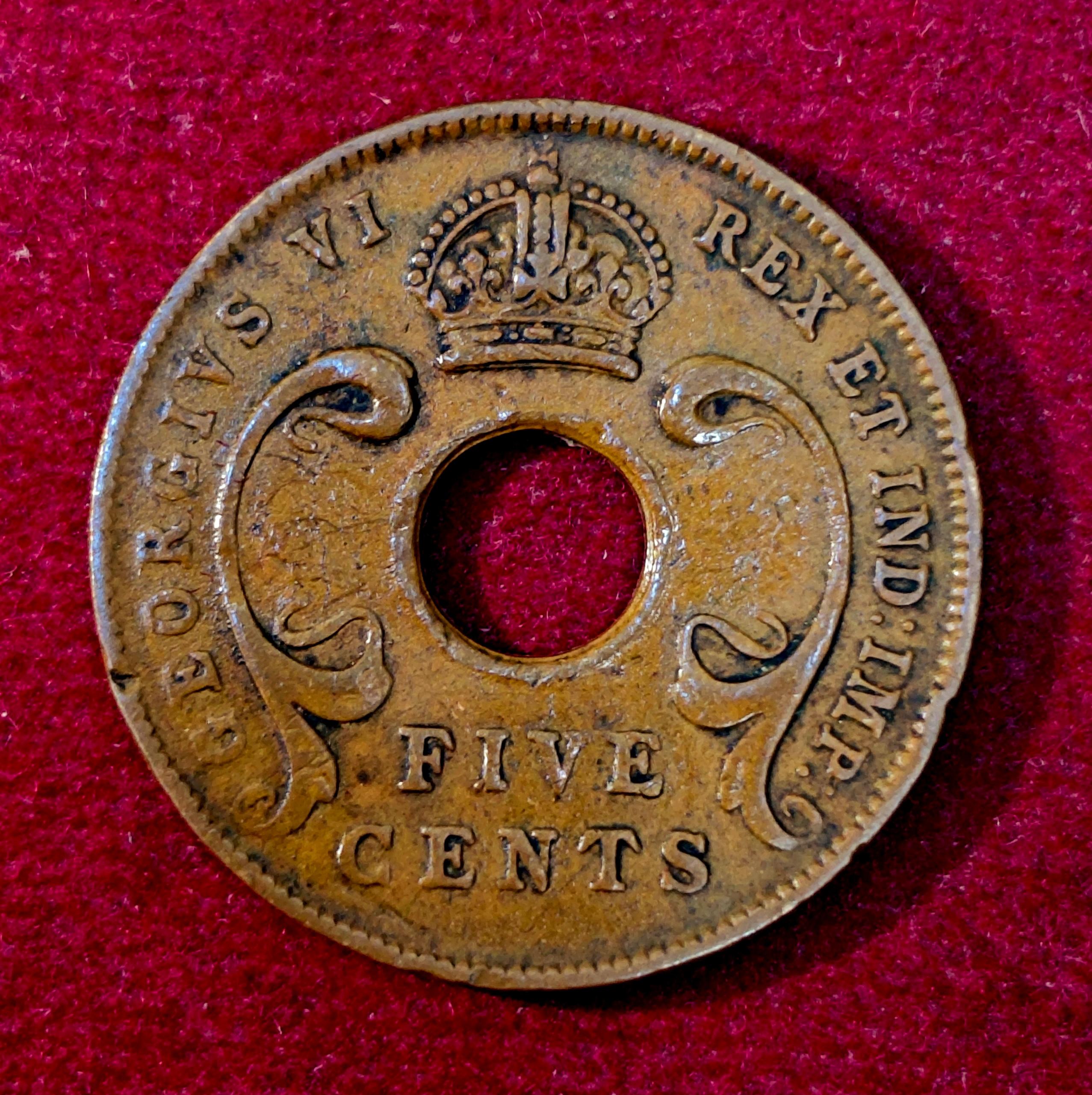 East Africa 5 Cents George VI 1943 Coin