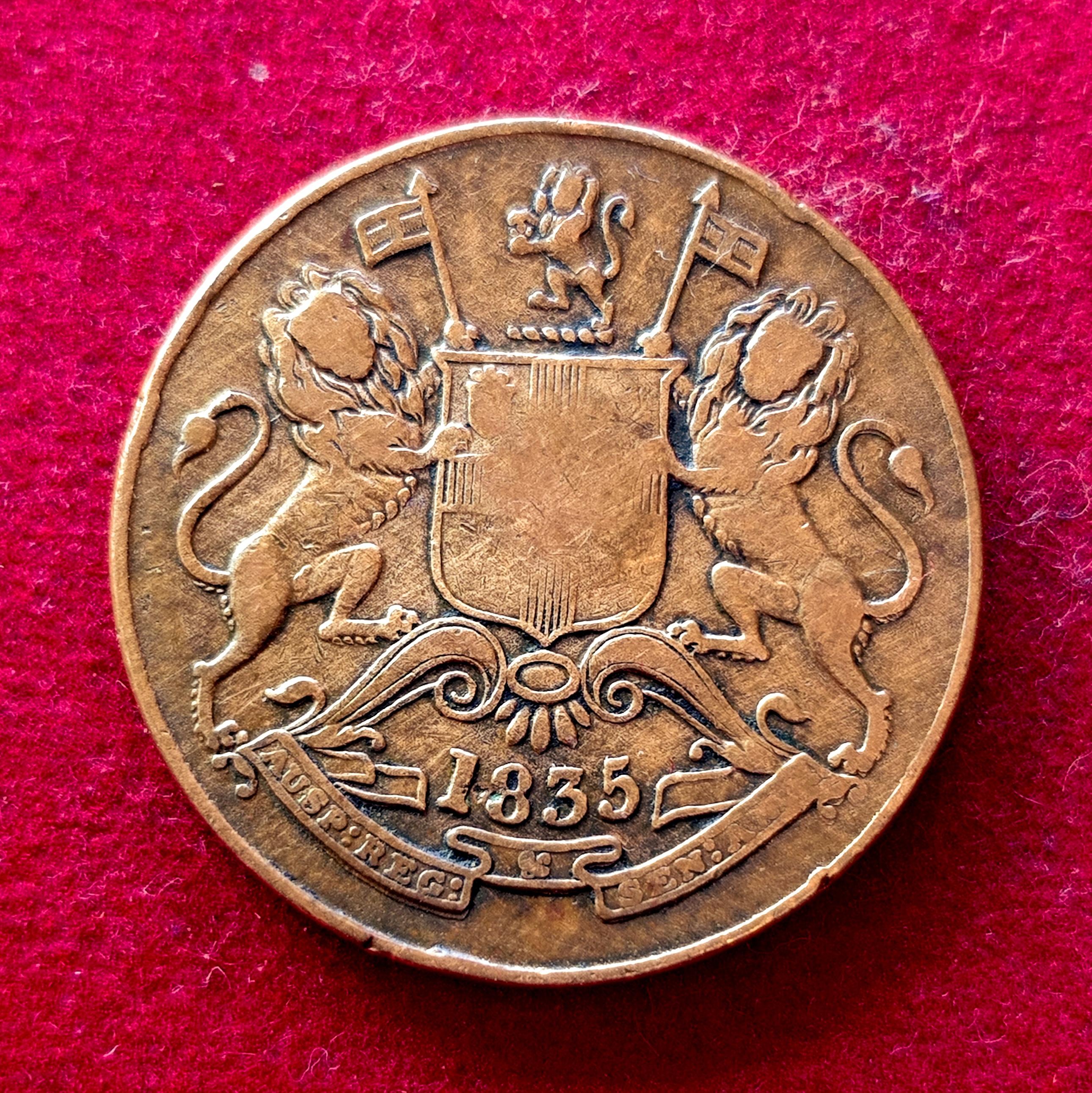 East India Company 1/2 Anna 1835 Coin