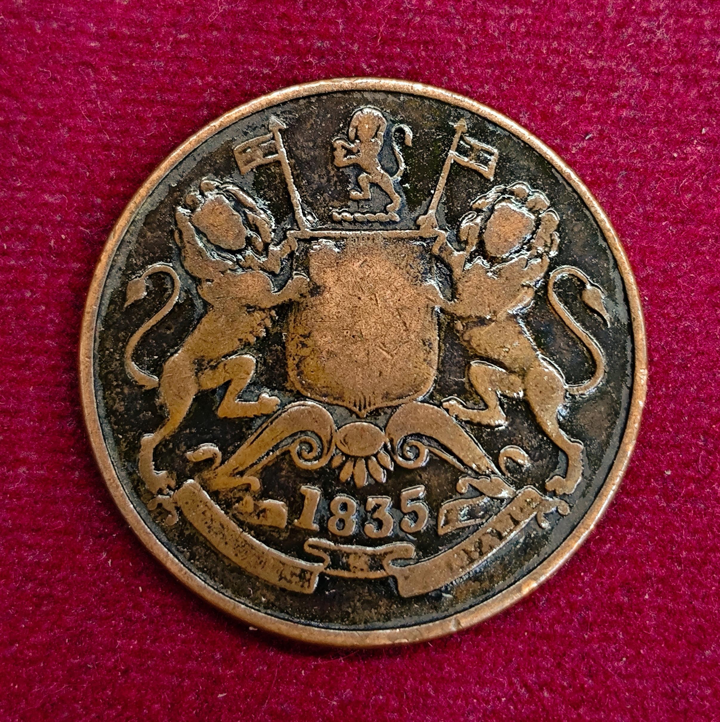 East India Company 1/2 Anna 1835 Coin