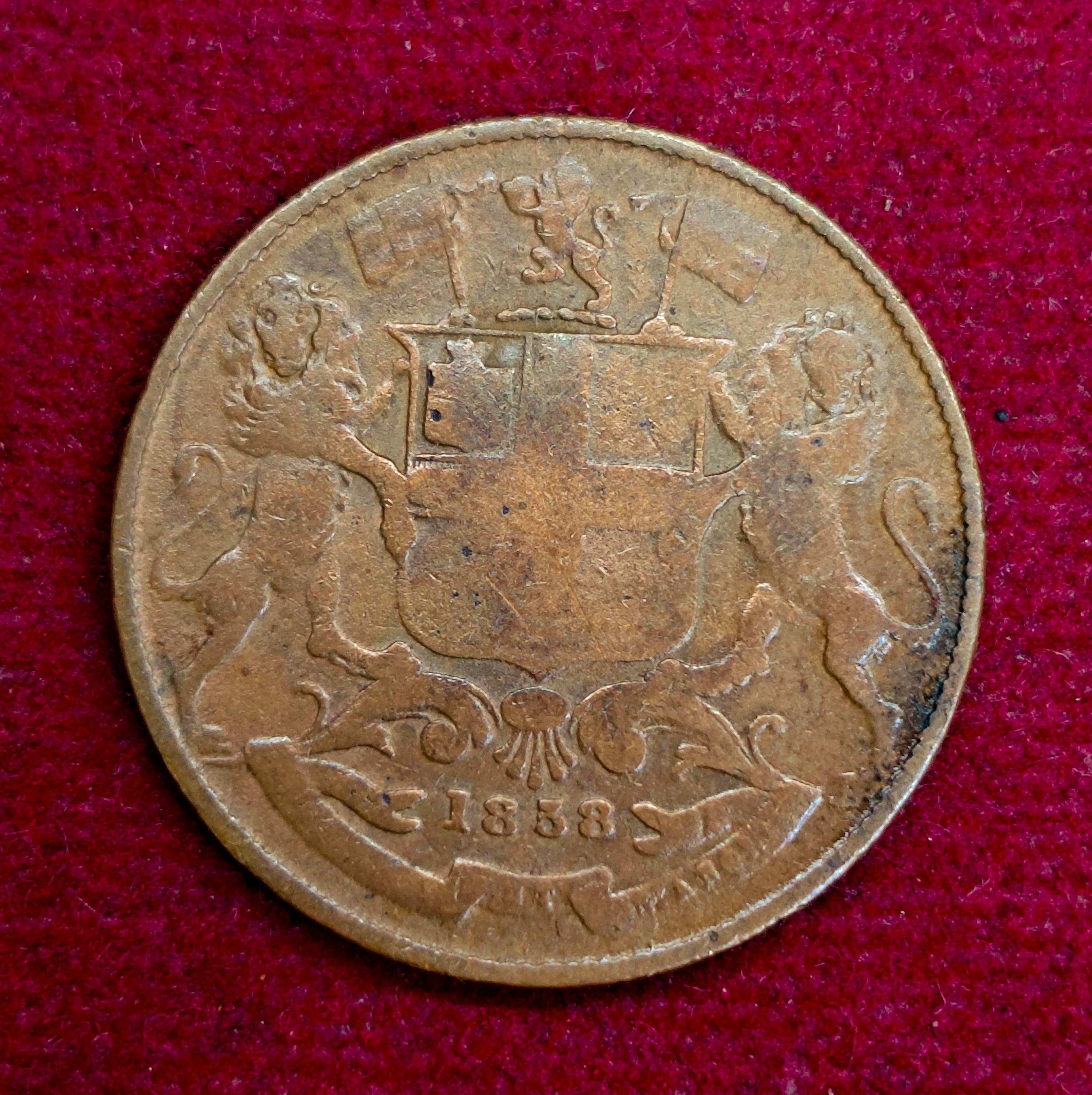 East India Company 1/4 Anna 1858 Coin