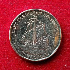 Eastern Caribbean States 1 Dollar – Queen Elizabeth II 4th portrait 2012 Coin