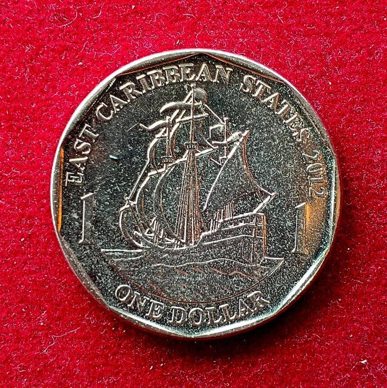Eastern Caribbean States 1 Dollar – Queen Elizabeth II 4th portrait 2012 Coin