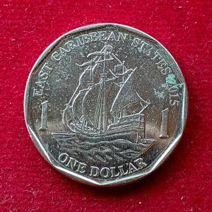 Eastern Caribbean States 1 Dollar – Queen Elizabeth II 4th portrait 2015 Coin