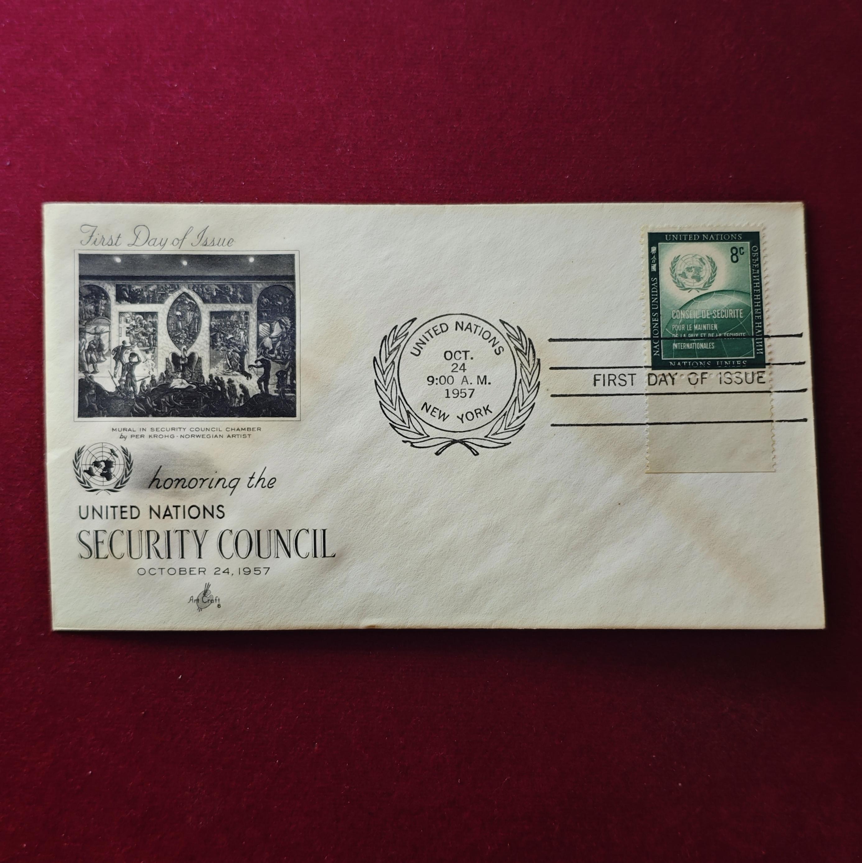 FDC :-1957 United Nations With Stamp Of CONSEIL DE SECURITE (New York)