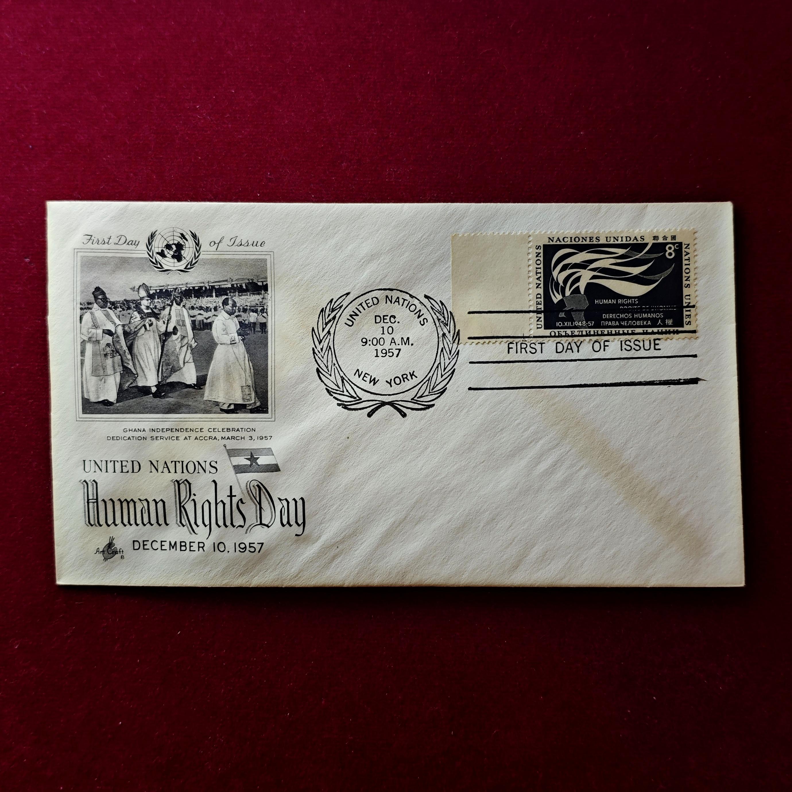 FDC :-1958 United Nations With Stamp of commemorating Human Rights Day (8 Cents)