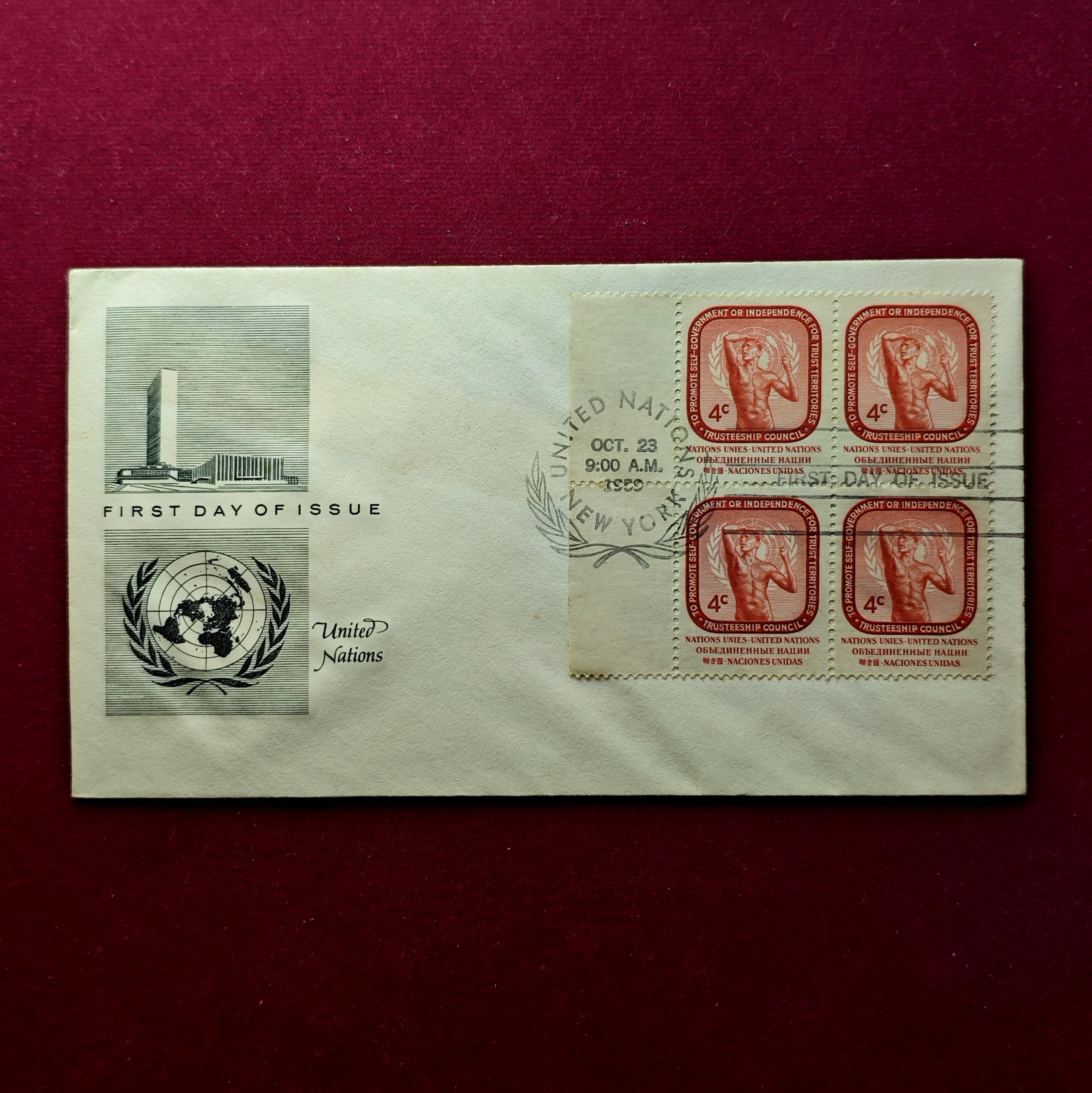 FDC :- 1959 United Nations Trusteeship Council First Day Cover With Stamp of 4 Cents (New York) 4V Stamps