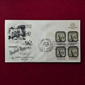 FDC : 1959 United Nations Trusteeship Council - United Nations Day (4 Stamp - 8C)