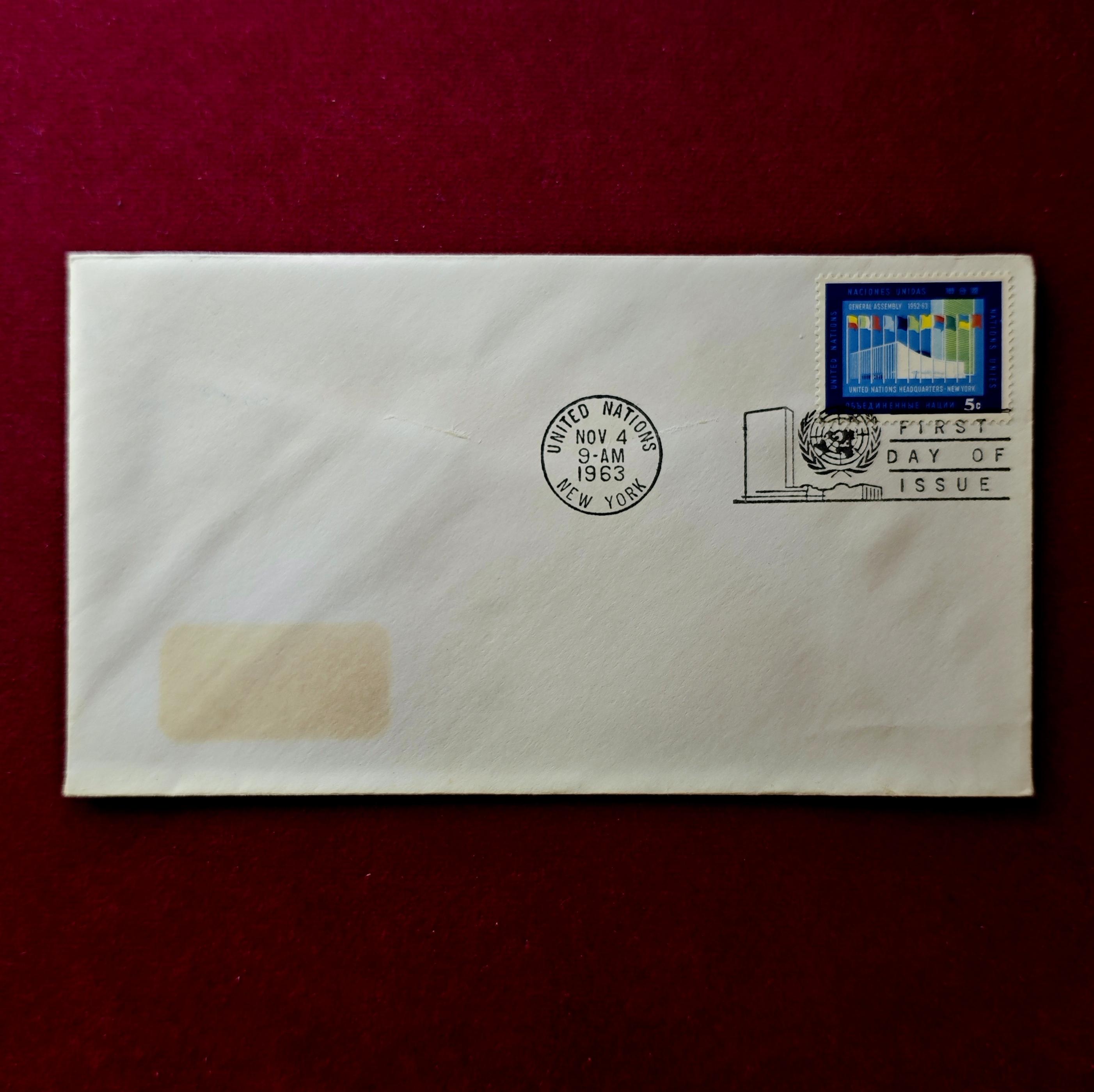 FDC :-1963 United Nations commemorating the General Assembly Headquarters in New York