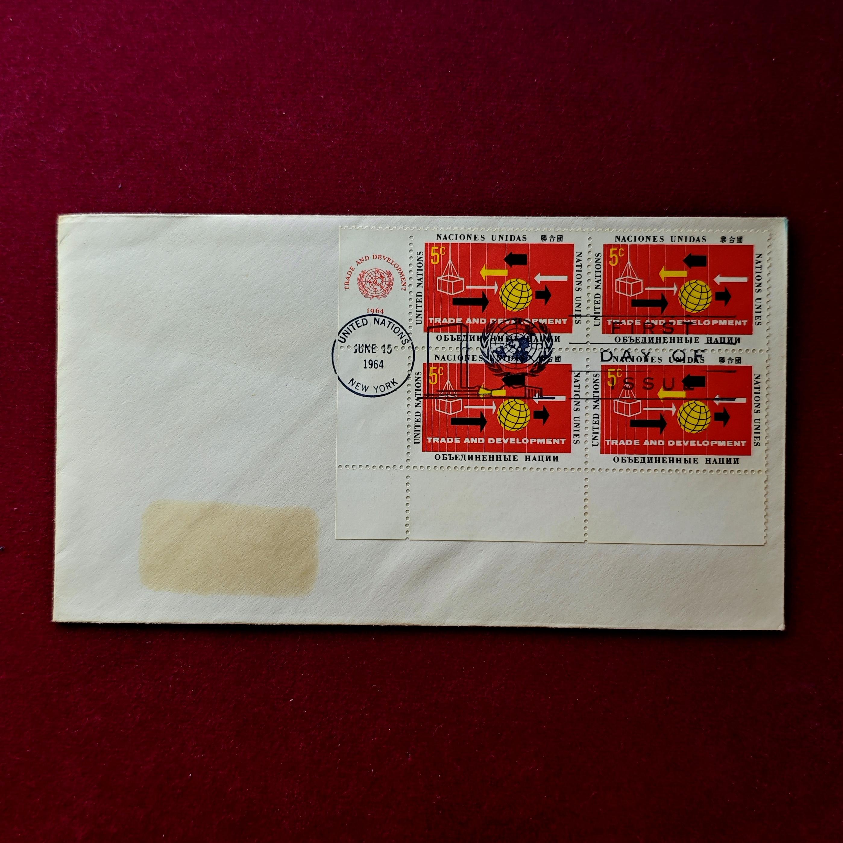 FDC :-1964 United Nations Conference on Trade and Development 4V Stamps (New York) 5 Cents