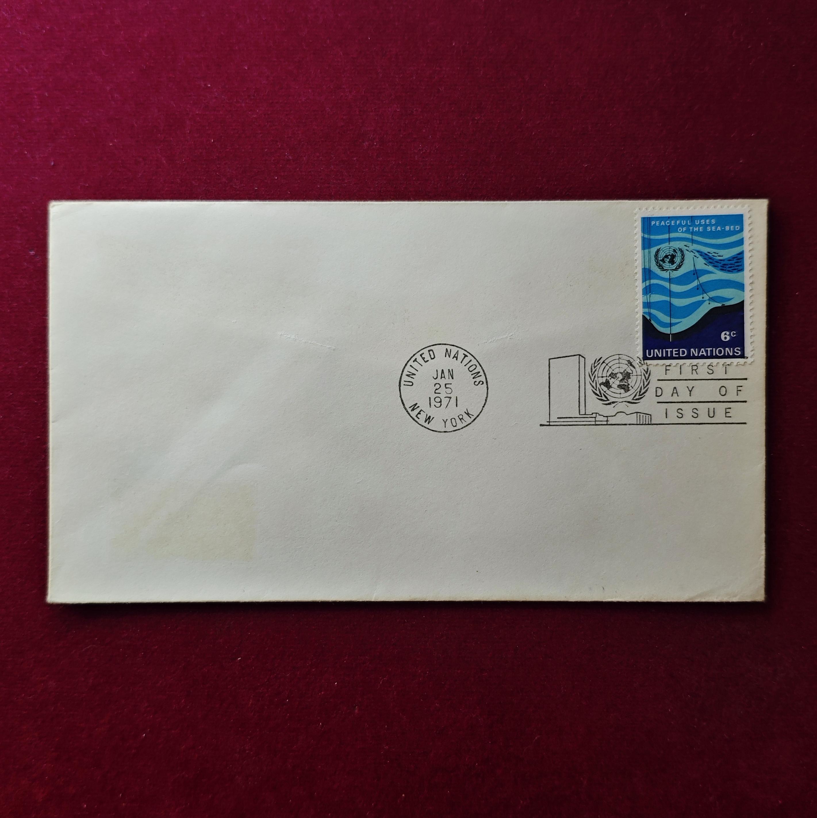 FDC :-1971 United Nations commemorating the Peaceful Uses of the Sea-Bed 6 Cents (New York)