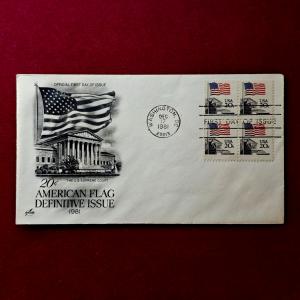 FDC :-1981 American Flag Definitive Issue 20c 4v Stamps