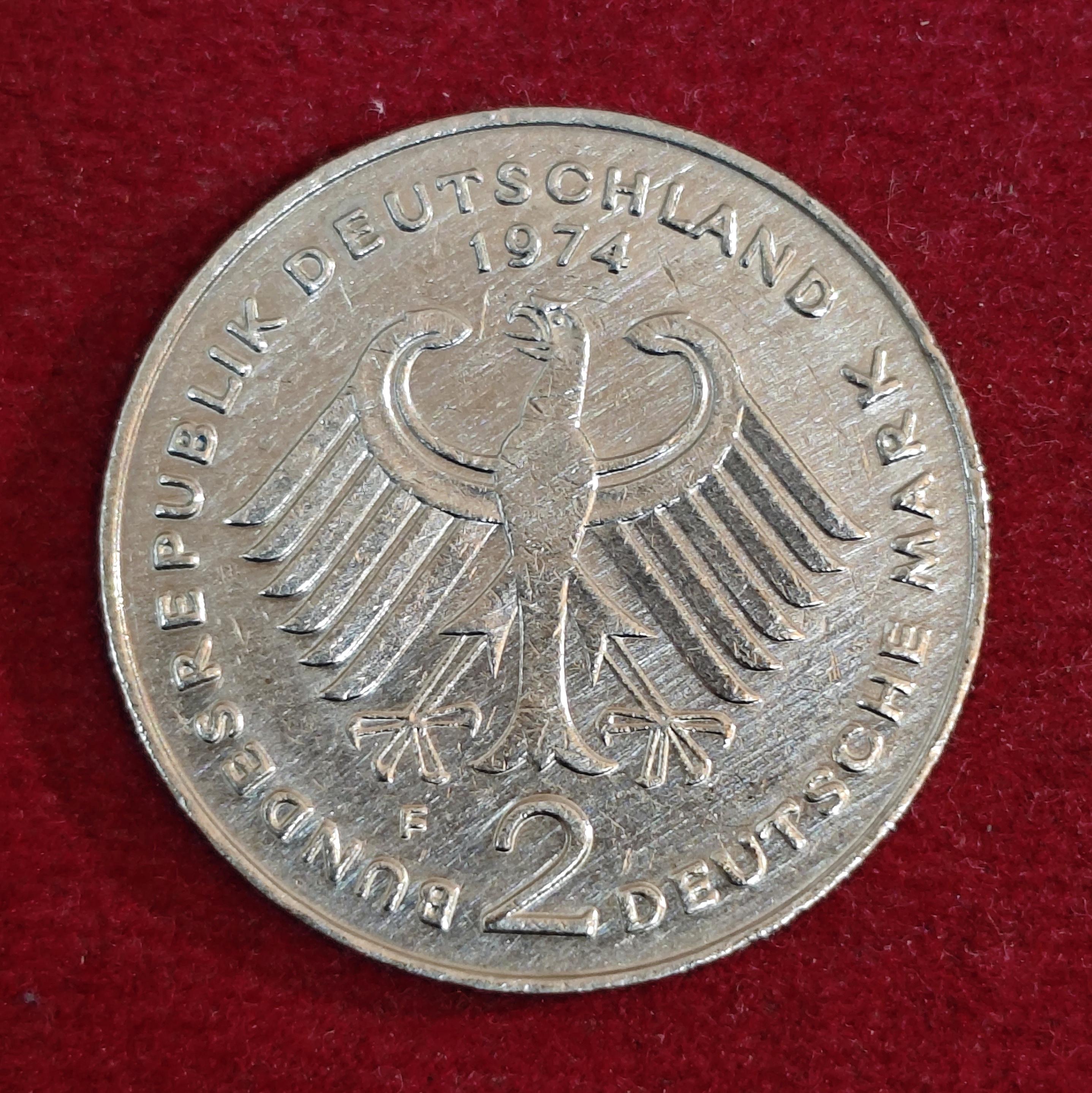 Federal Republic of Germany 2 Deutsche Mark Konrad Adenauer 1969 Commemorative Coin