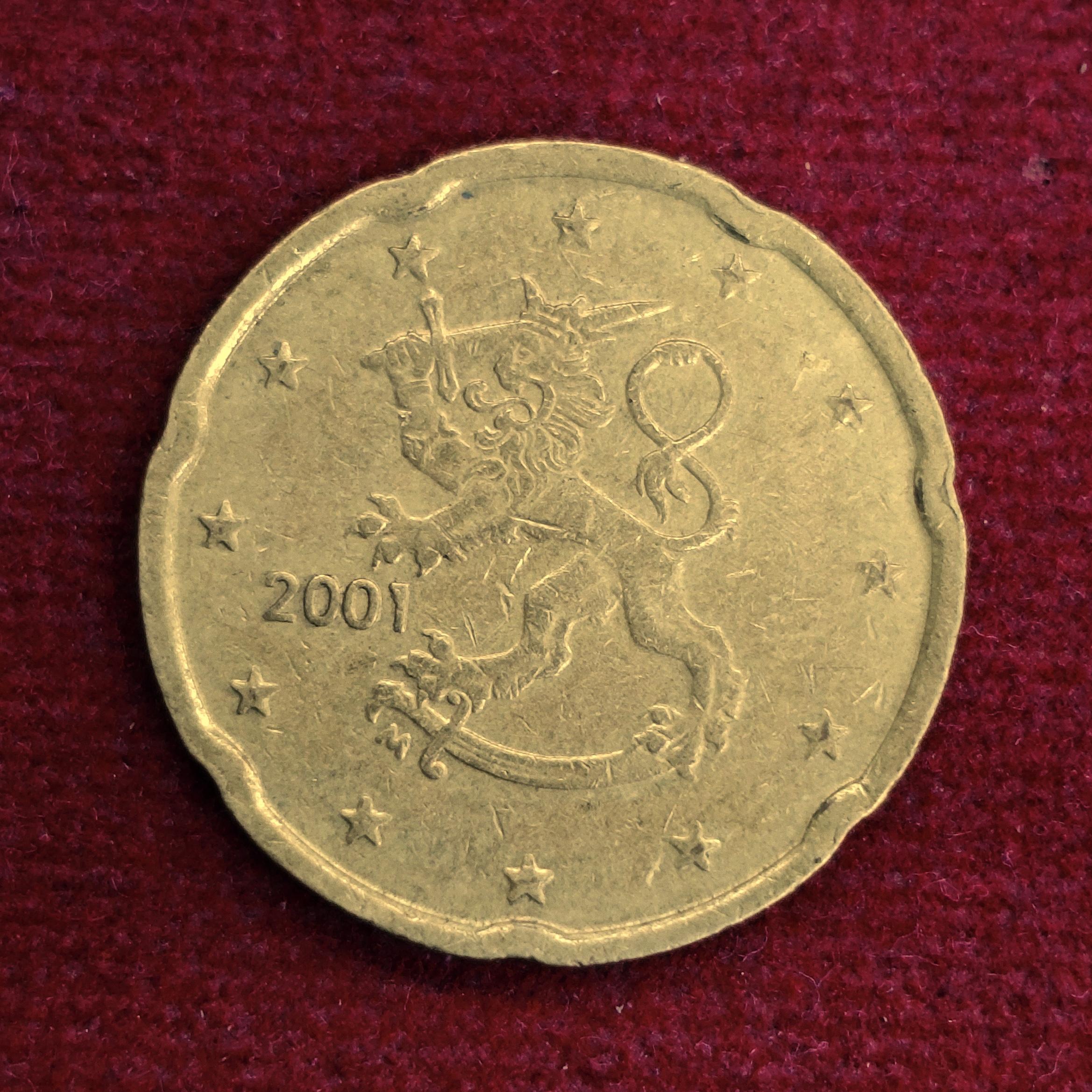 Finland 5 Euro Cents Finnish Heraldic Lion 2001 Coin