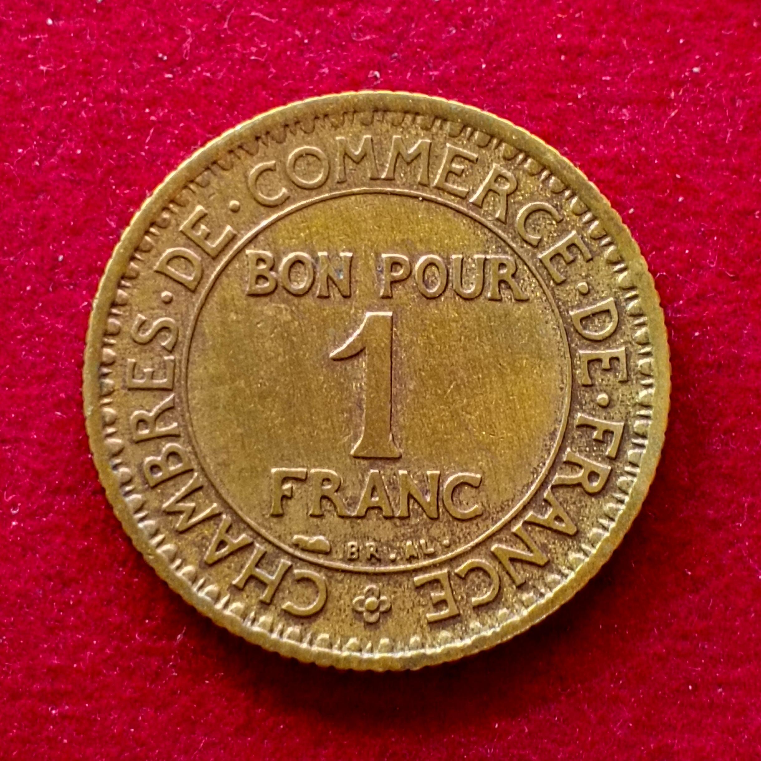 France 1 Franc Chambers of Commerce 1921 Coin