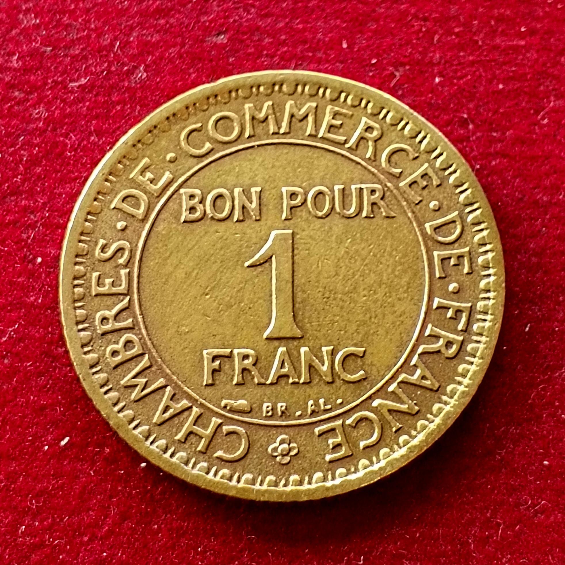 France 1 Franc Chambers of Commerce 1923 Coin