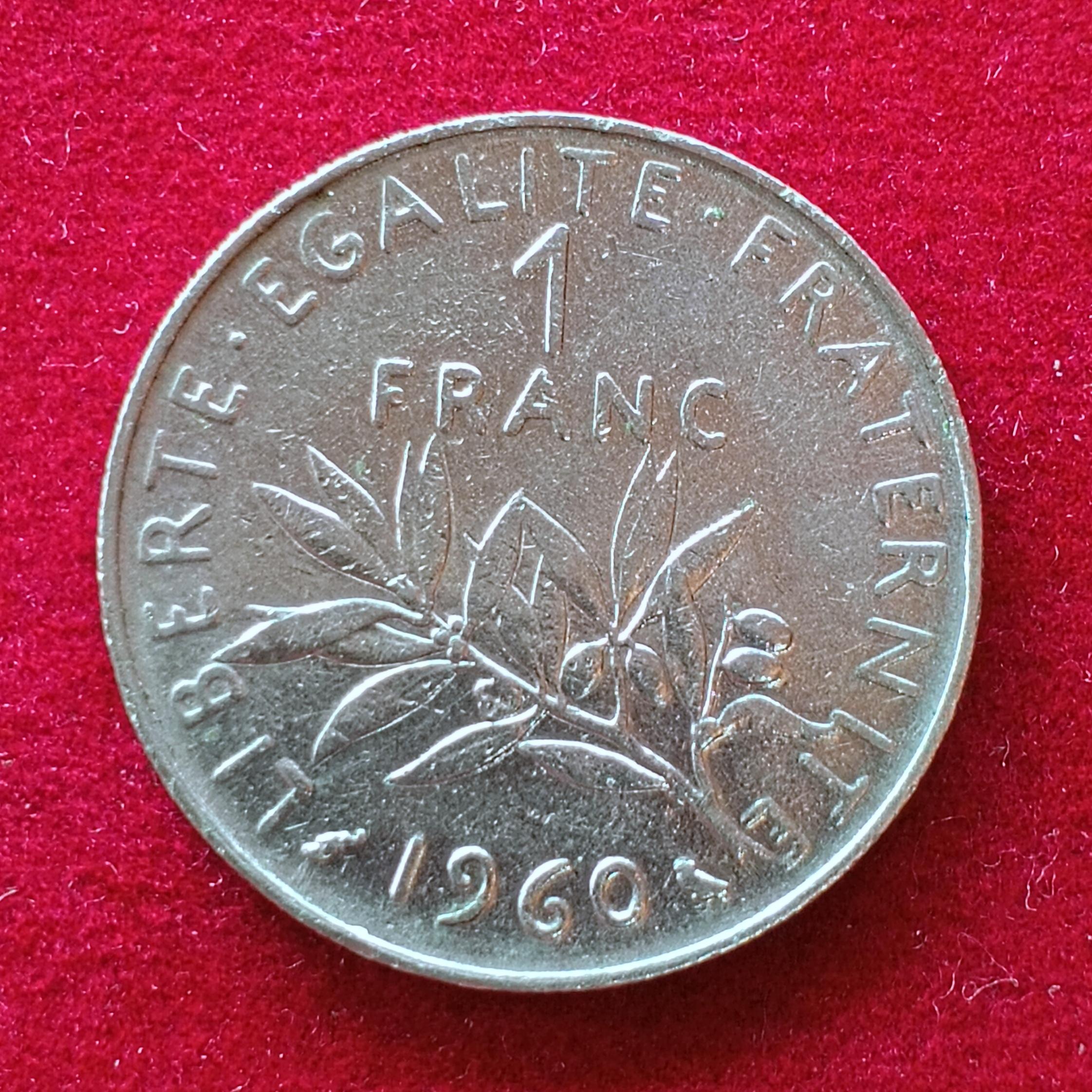 France 1 Franc Signature O. Roty 1960 Coin