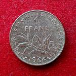 France 1 Franc Signature O. Roty 1964 Coin