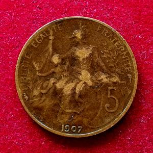 France 5 Centimes 1907 Coin