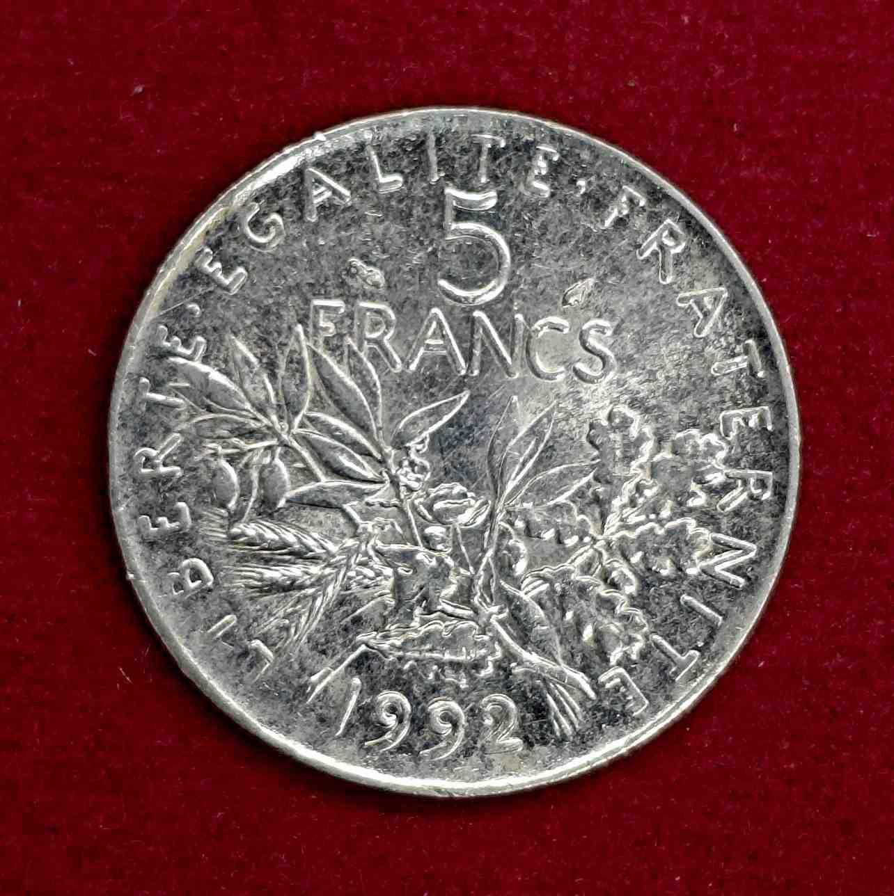 France 5 Francs 1992 Coin