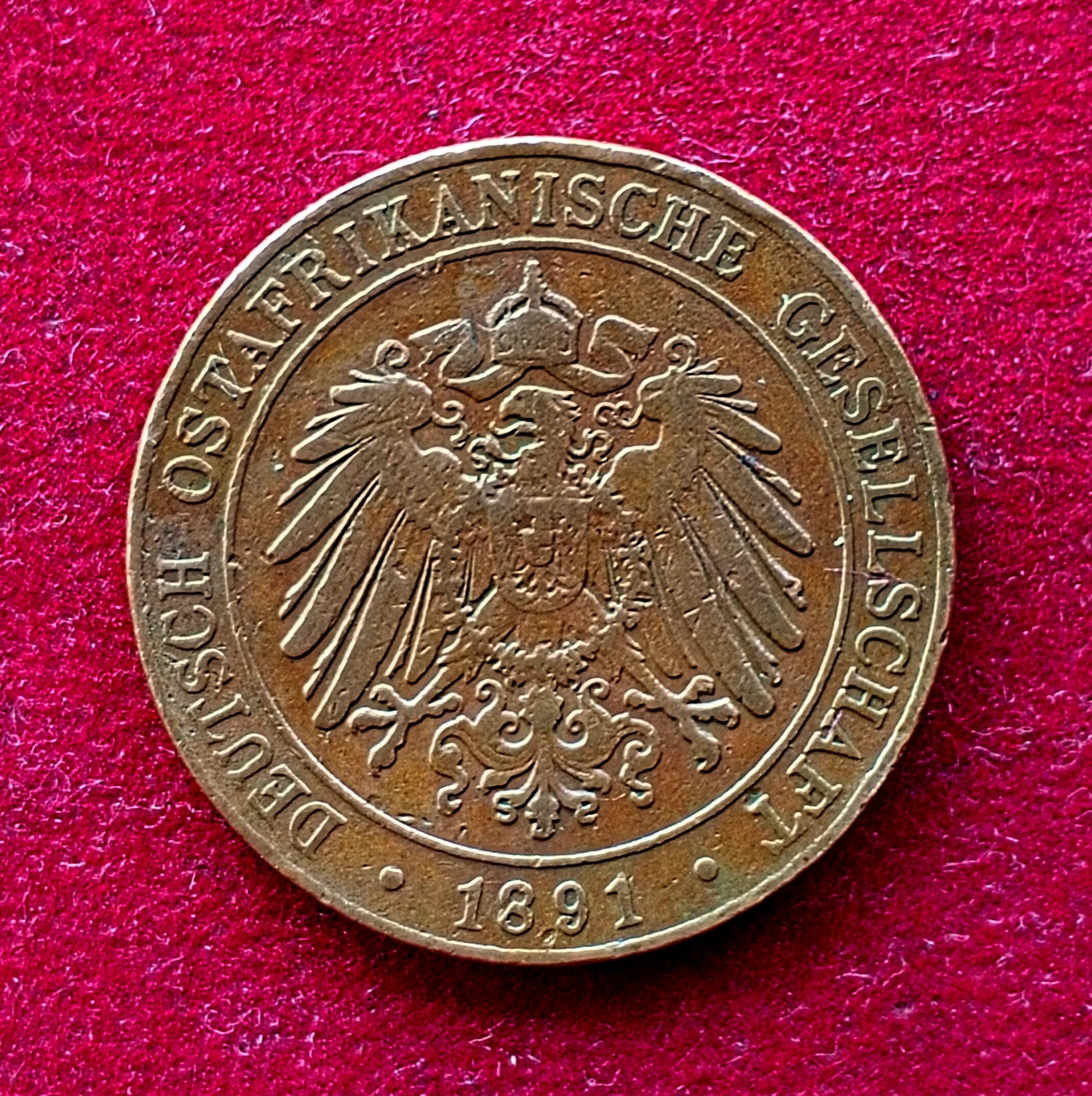 German East Africa 1 Pesa – Wilhelm II 1308 (1891) Coin