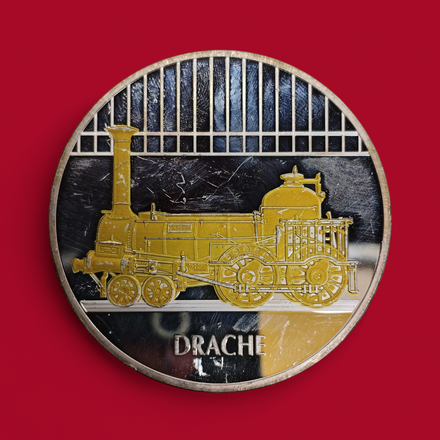 Germany “DRACHE” Steam Locomotive & Modern Train Deutsche Lokomotiven Commemorative Medallion (70mm)
