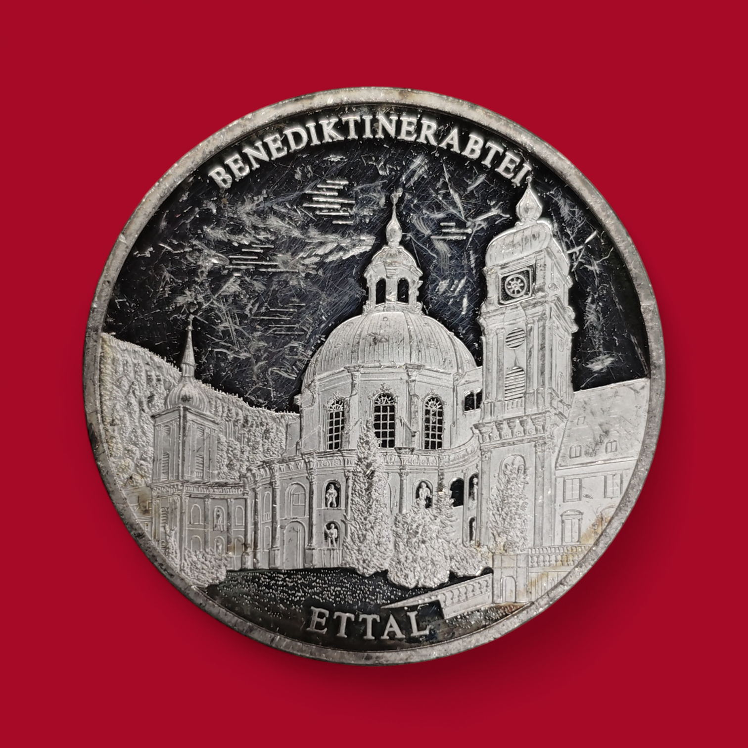 Germany Ettal Abbey Benedictine Monastery Bavaria “Schones Bayern” Coat of Arms Commemorative Medallion (40mm)