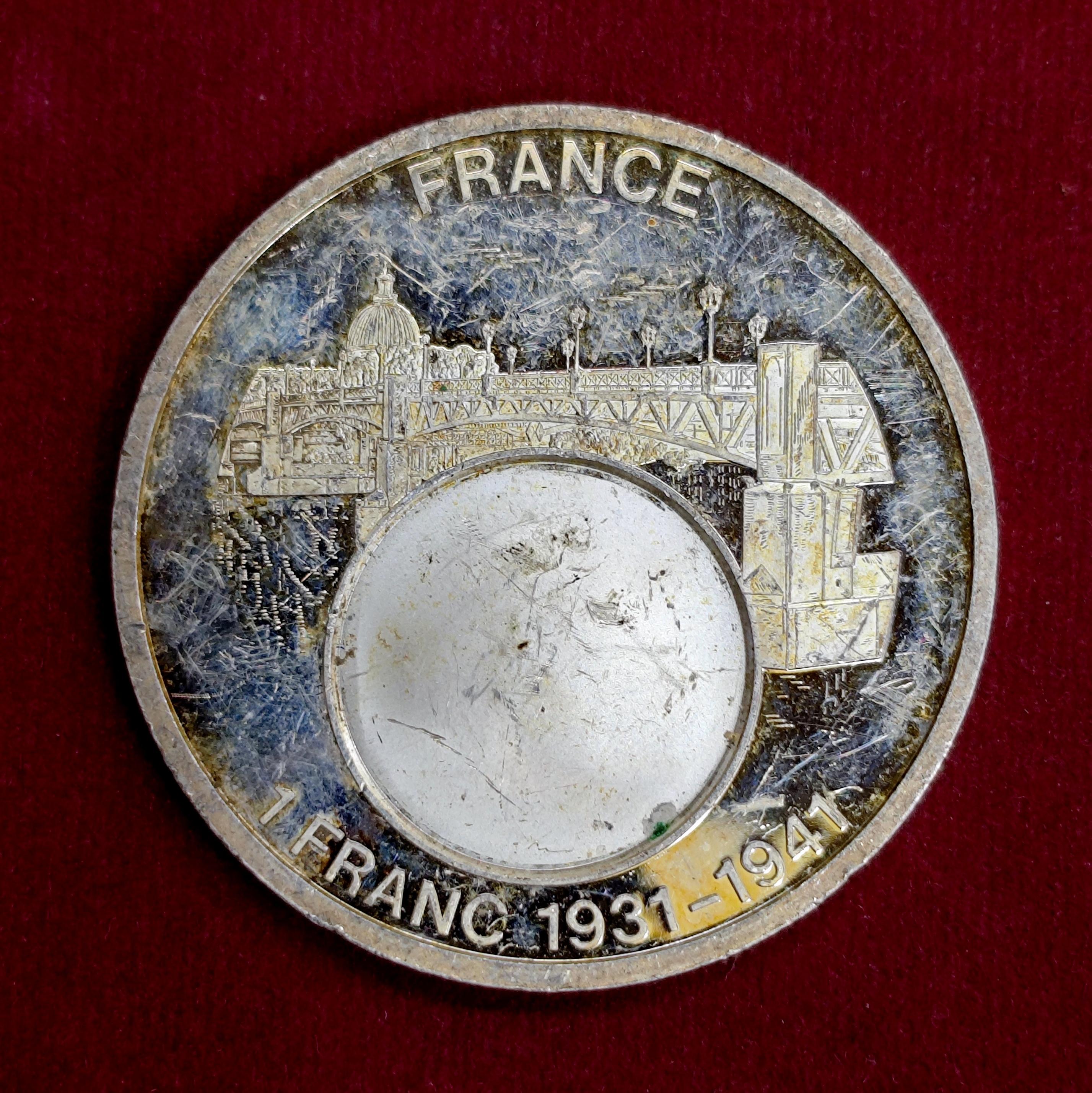 France 500 Centimes 1921–1929 Commemorative Medallion – Histoire de la Monnaie Française Marianne & Rooster Design (50mm)