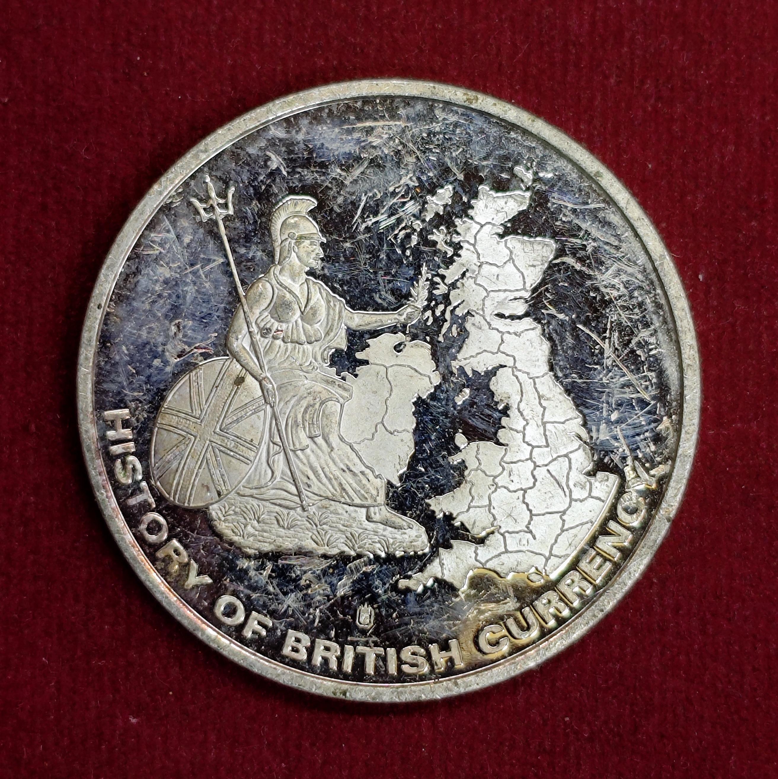 History of British Currency Commemorative Medallion – Great Britain Penny 1954–1970 (40mm)