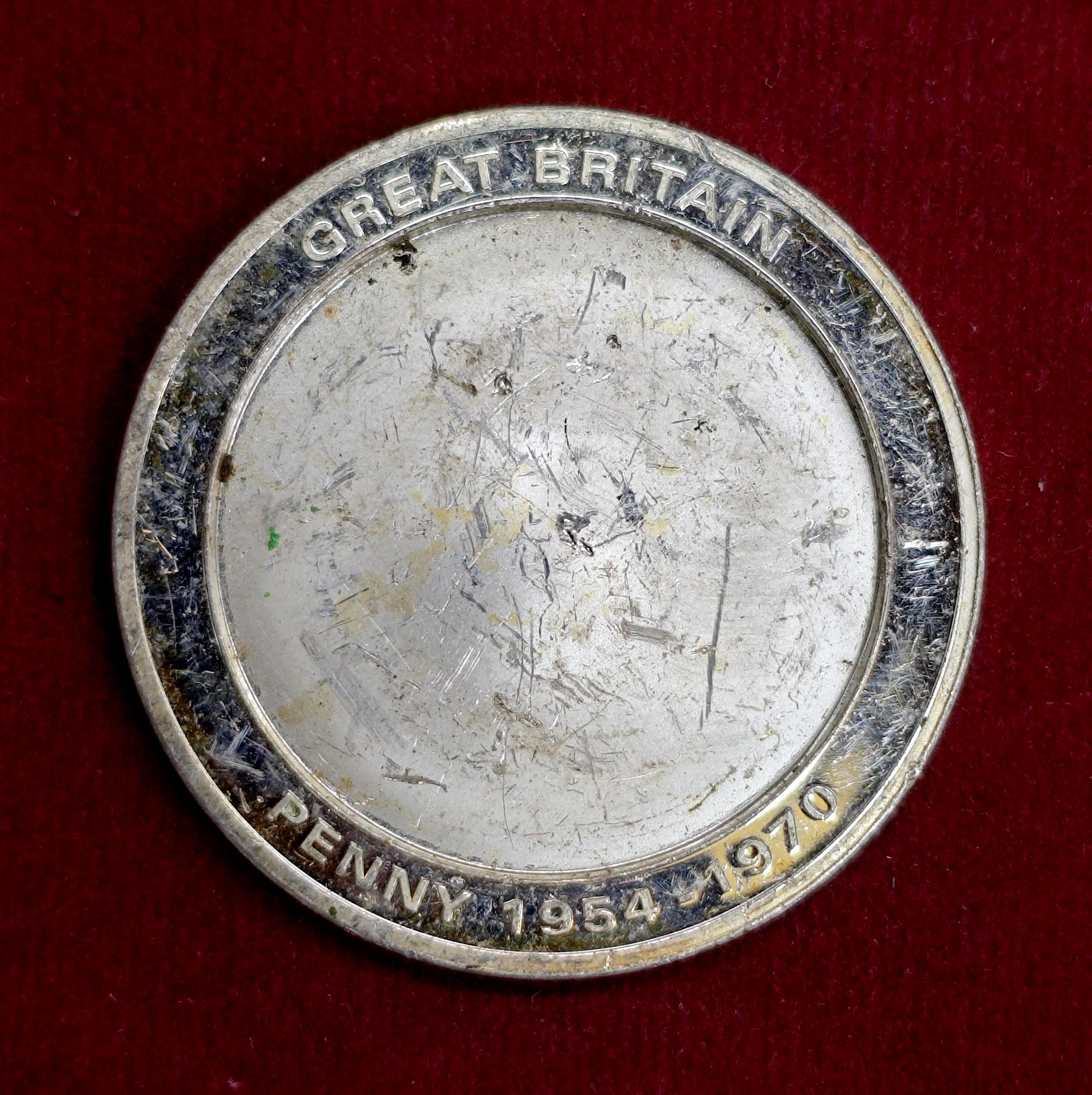 History of British Currency Commemorative Medallion – Great Britain Penny 1954–1970 (40mm)