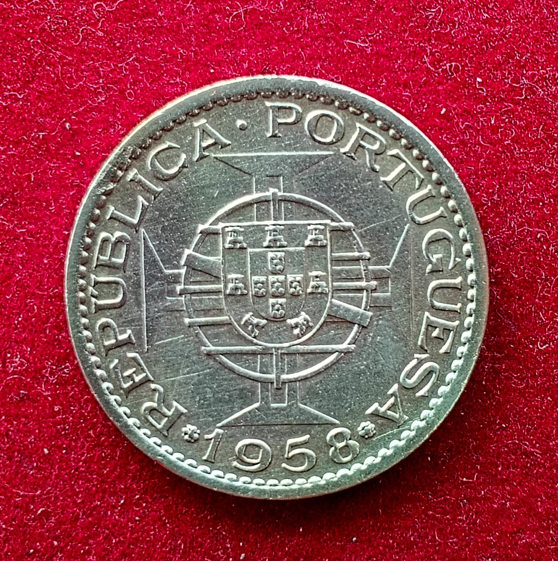 India Portuguese 1 Escudo 1958 Coin