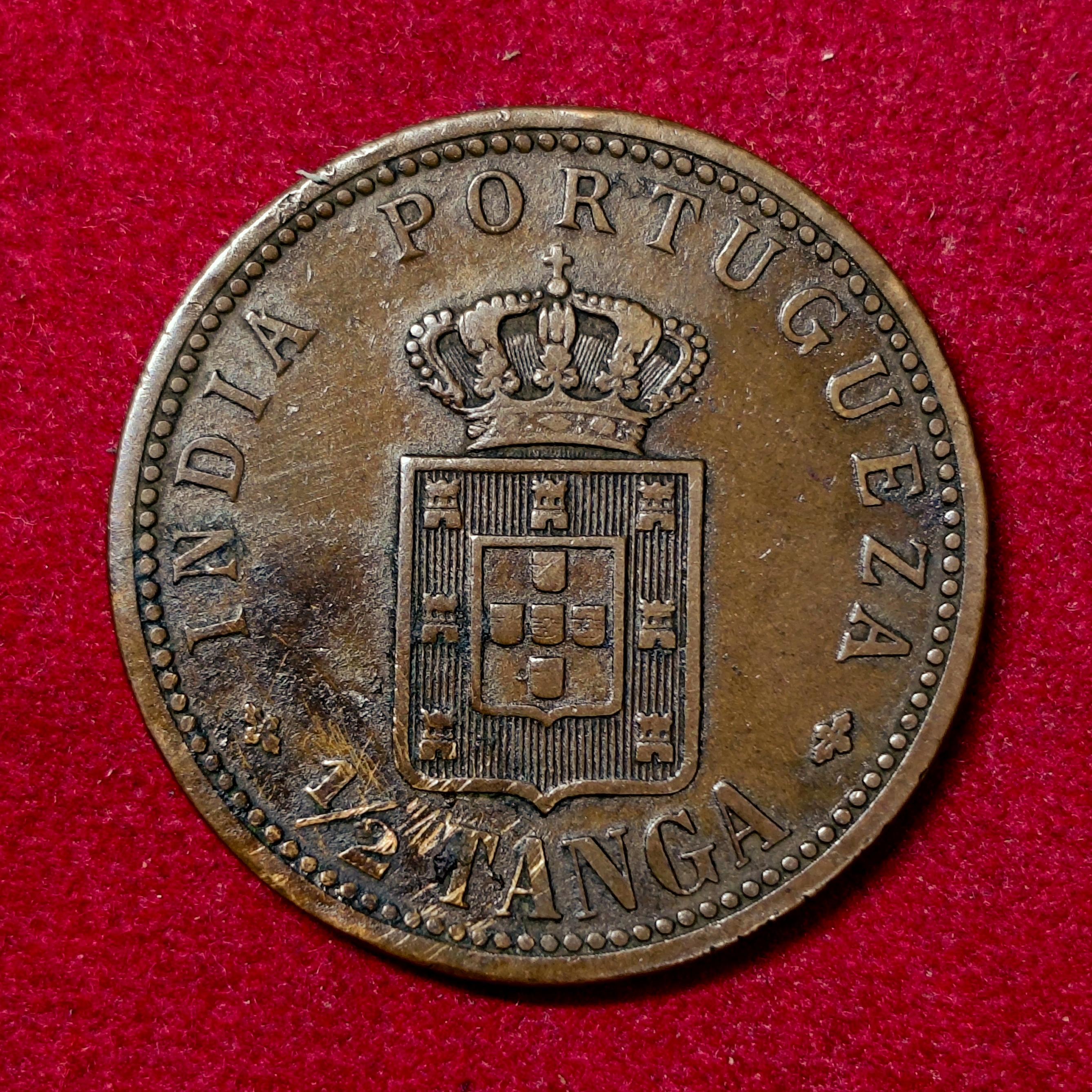 India Portuguese 1/2 Tanga Carlos I Lisboa mint 1901 Coin