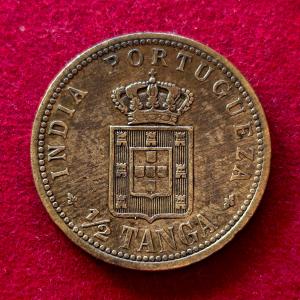 India Portuguese 1/2 Tanga Carlos I Lisboa mint 1903 Coin