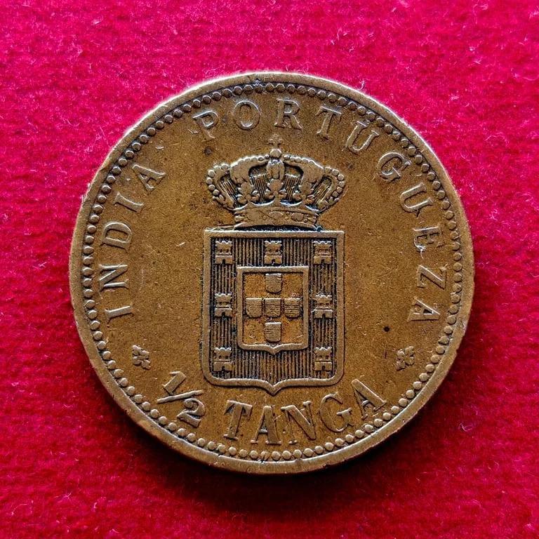 India Portuguese 1/2 Tanga Carlos I Lisboa mint 1903 Coin