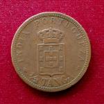 India Portuguese 1/2 Tanga Carlos I Lisboa mint  Coin