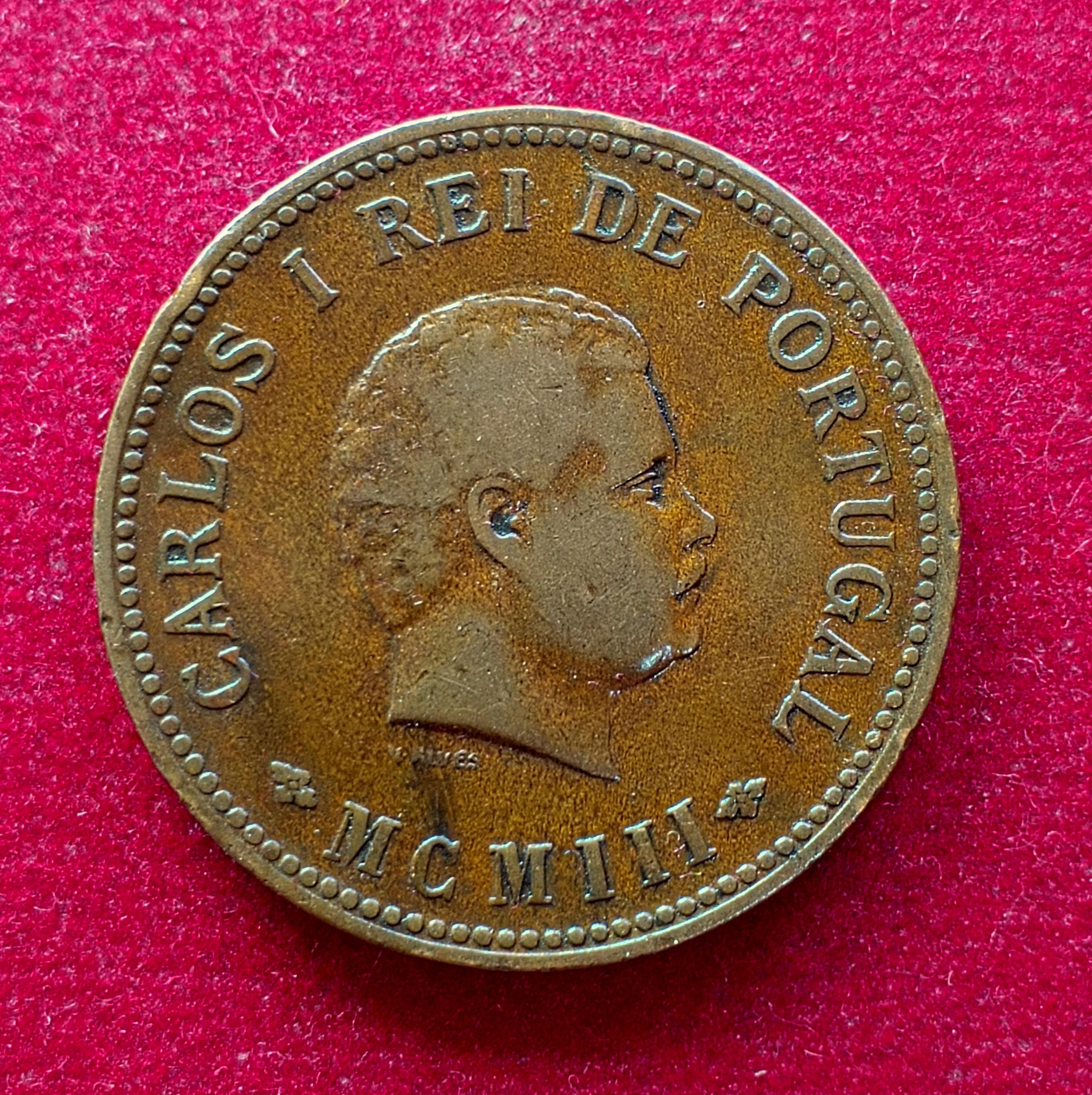 India Portuguese 1/2 Tanga Carlos I Lisboa mint  Coin