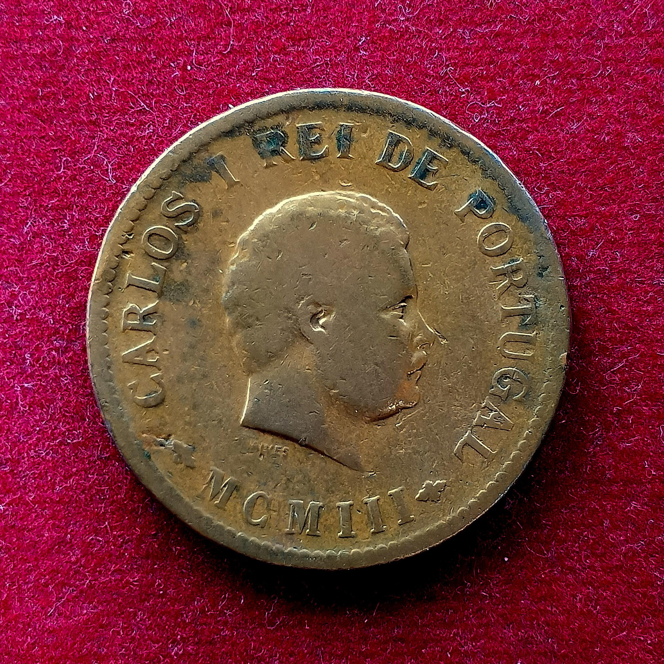 India Portuguese 1/2 Tanga Carlos I Lisboa mint  Coin