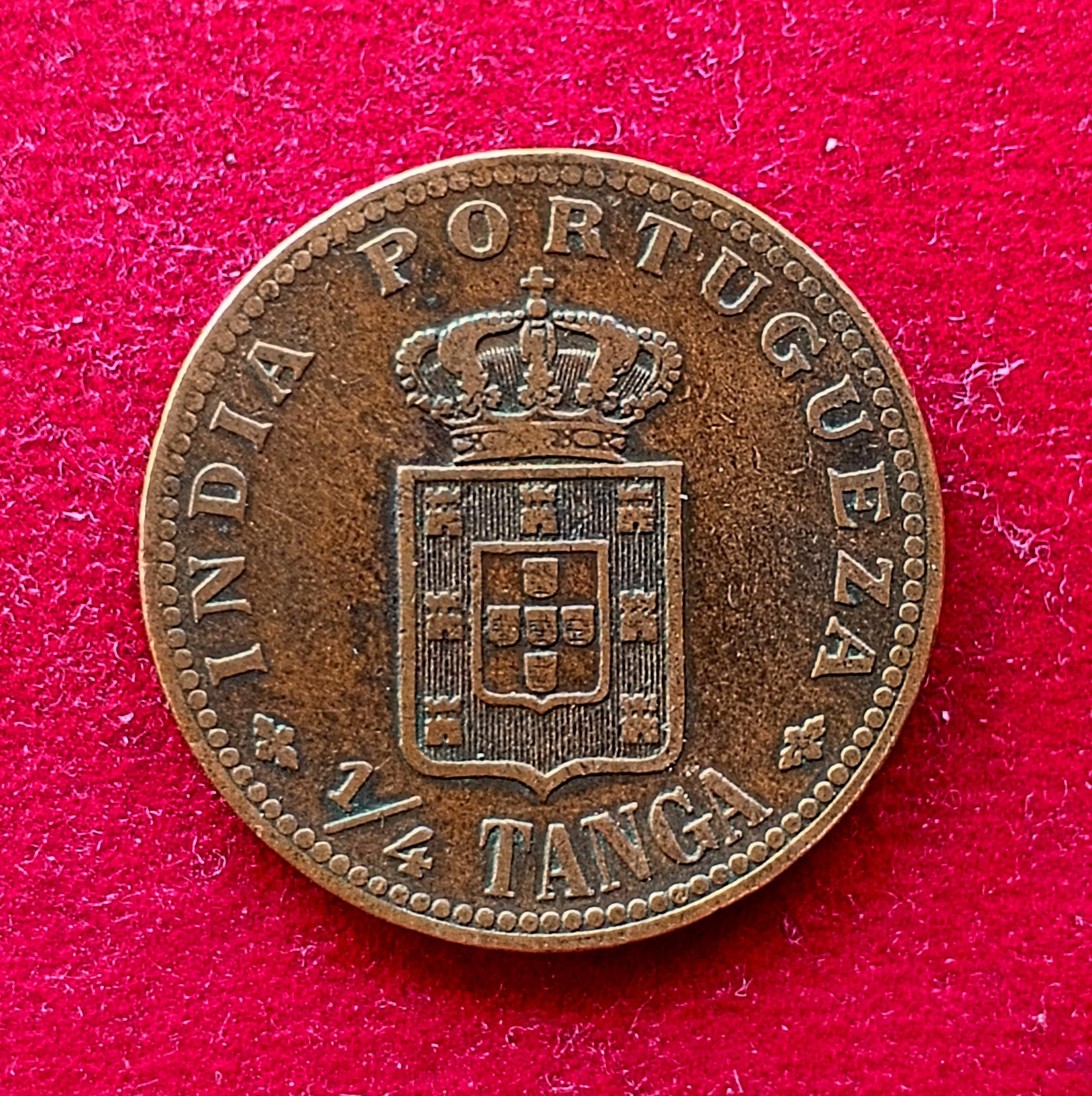 India Portuguese 1/4 Tanga Carlos I Coin