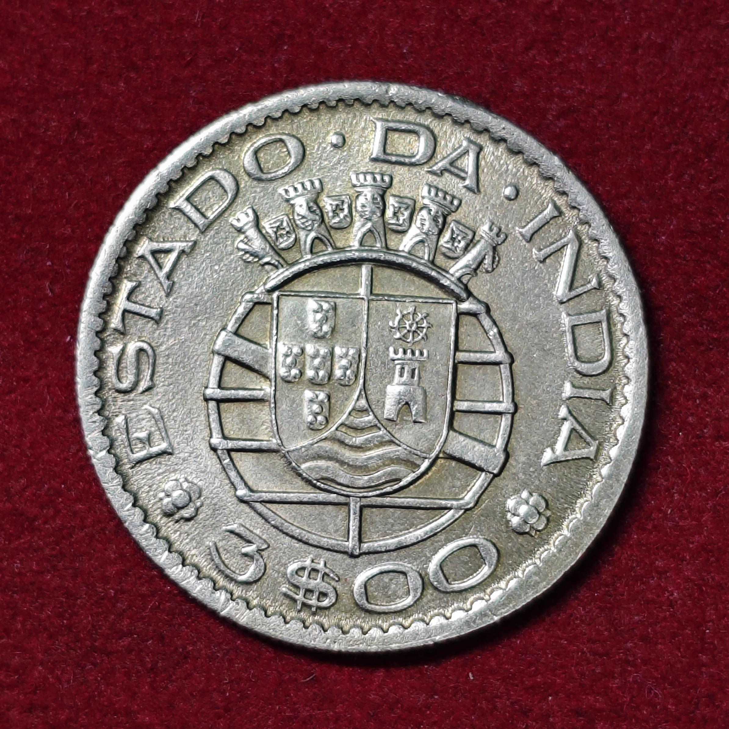 India Portuguese 3 Escudos 1959 Coin